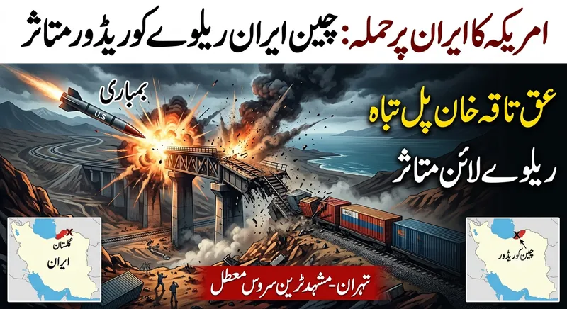 امریکہ کا ایران پر بمباری، چین ریلوے لائن اور اہم پل تباہ؛ تہران مشہد ٹرین سروس معطل