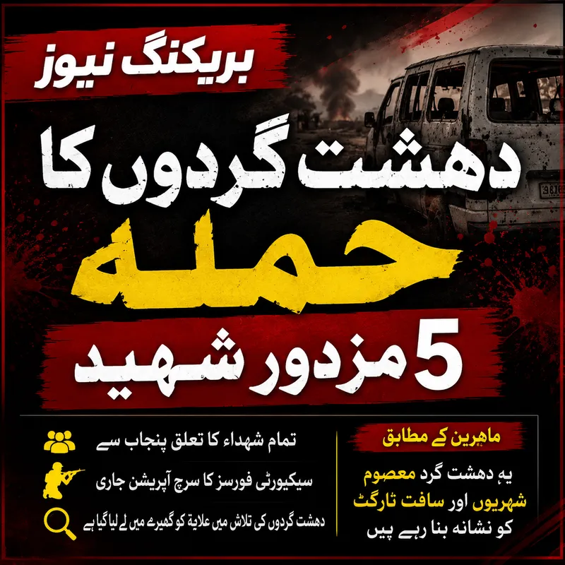 واشک کے علاقے ماشکیل میں دہشت گردوں کا حملہ، 5 مزدور شہید