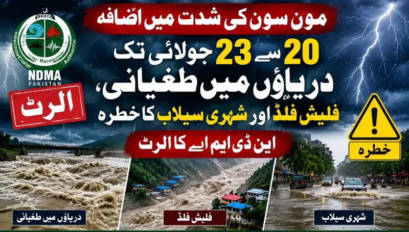 مون سون کی شدت میں اضافہ، این ڈی ایم اے کا ہائی الرٹ جاری