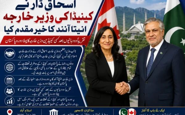 نائب وزیراعظم اسحاق ڈار اور کینیڈین وزیر خارجہ انیتا آنند کی ملاقات