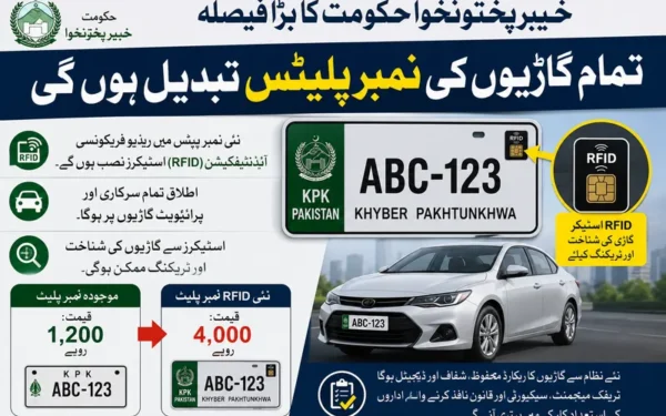 خیبرپختونخوا میں گاڑیوں کی نمبر پلیٹس تبدیل، آر ایف آئی ڈی ٹیکنالوجی متعارف