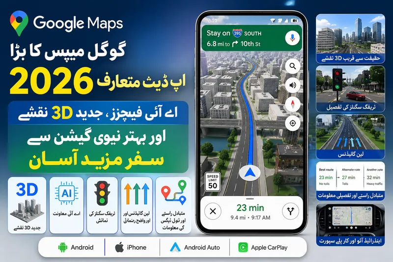 گوگل میپس کا بڑا 2026 اپ ڈیٹ: اے آئی اور تھری ڈی فیچرز متعارف