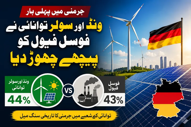 جرمنی میں ہوا اور شمسی توانائی فوسل فیول سے آگے نکل گئی
