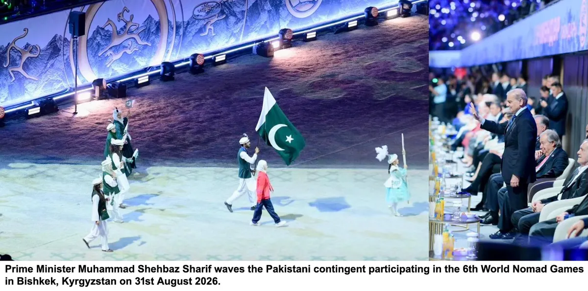 وزیر اعظم شہباز شریف کی چھٹے ورلڈ نومیڈ گیمز کی افتتاحی تقریب میں شرکت ، پاکستانی کھلاڑیوں کے دستے کو خراج تحسین (تصویر 2)